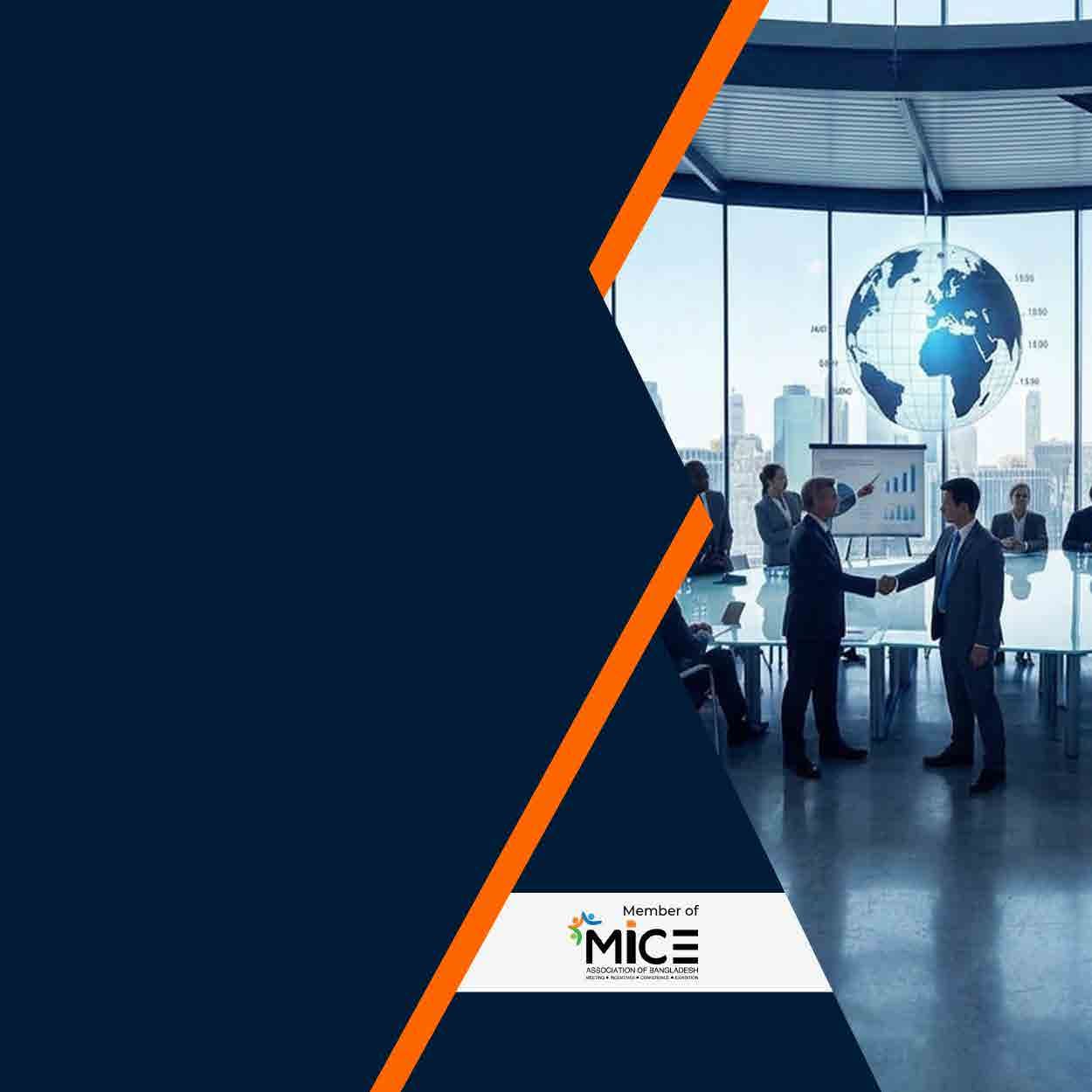 Maatash consultants shaking hands in a Dubai office, member of MICE Association of Bangladesh